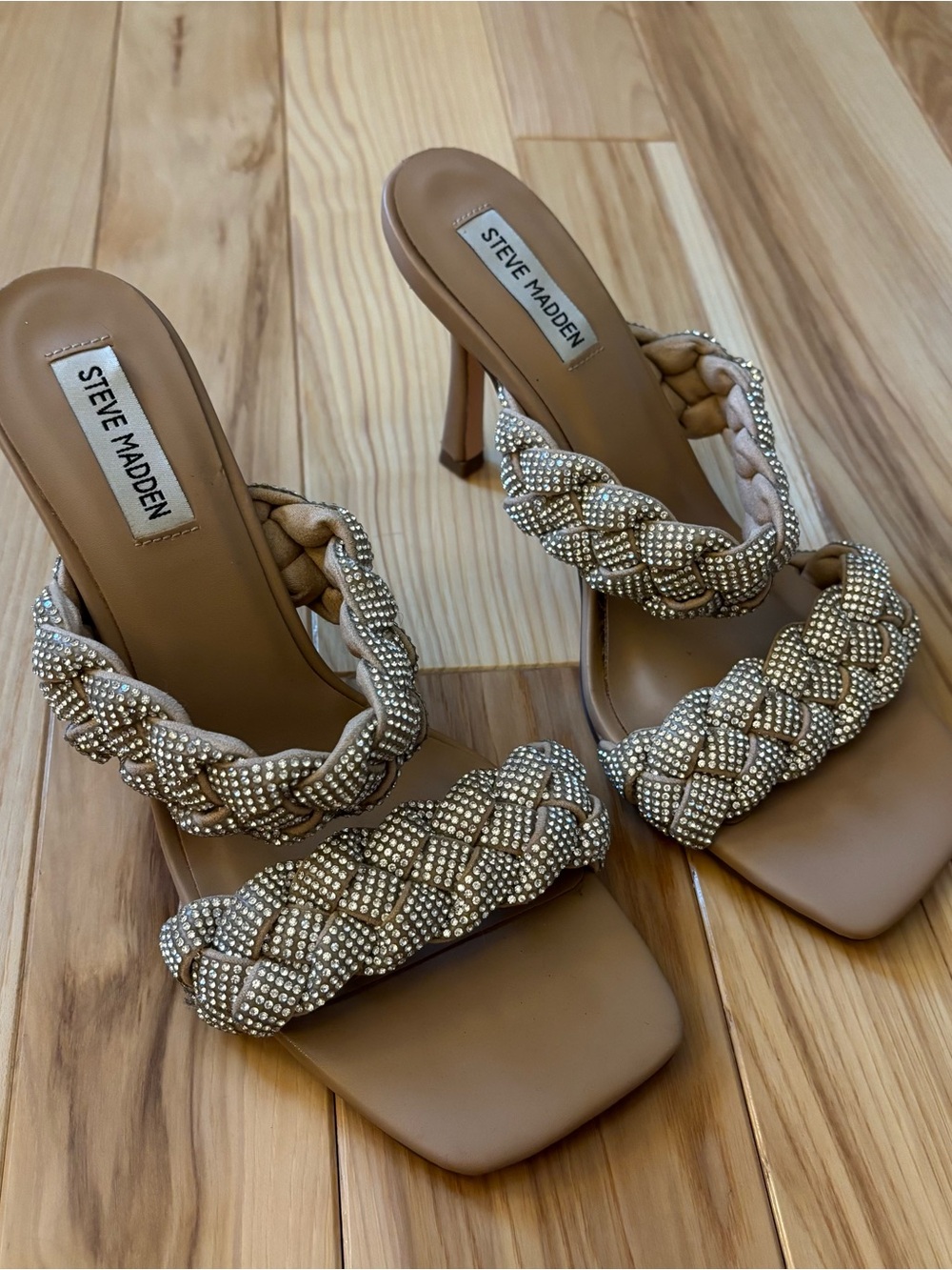 Steve Madden Dymes Braided Rhinestone Square Toe Heels